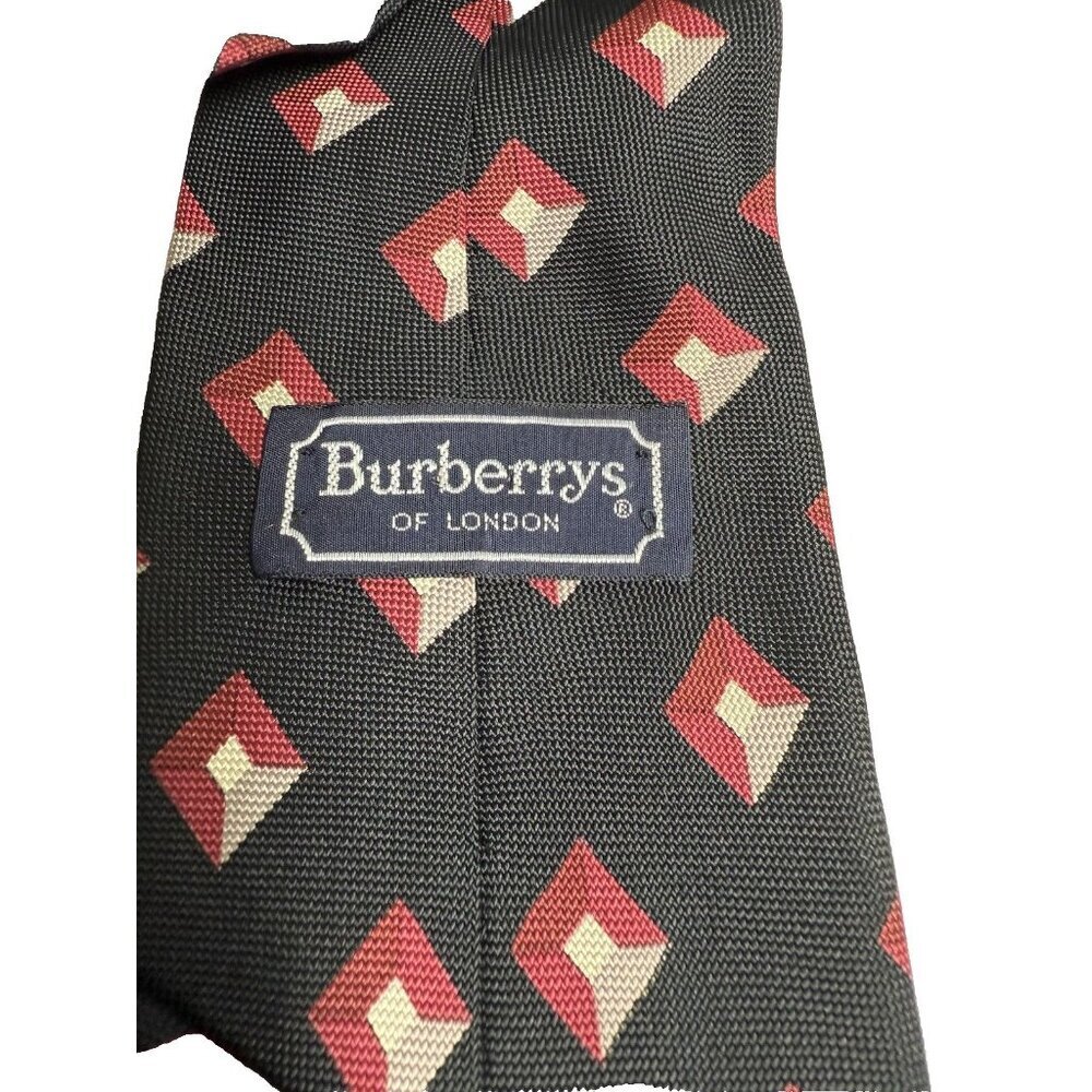 VTG Burberry London Mens Tie 3D Black Geometric 100% Silk Tie - Picture 6 of 9